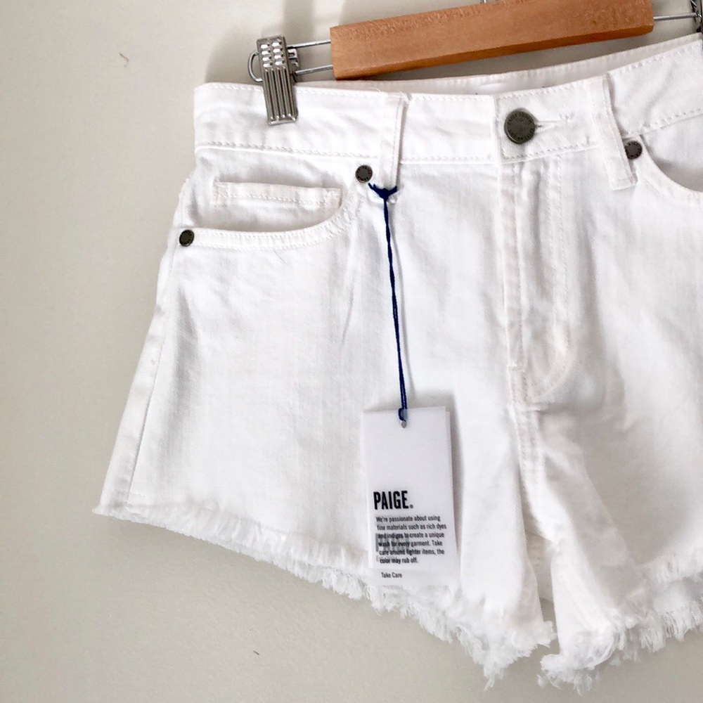 PAIGE White Denim Cutoff Shorts